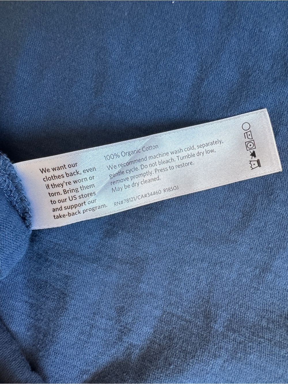 Eileen Fisher Organic Cotton Blue Cap Sleeve Tee Top Size PM Petite NWOT - Picture 6 of 6